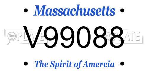 V99088 Massachusetts License Plate