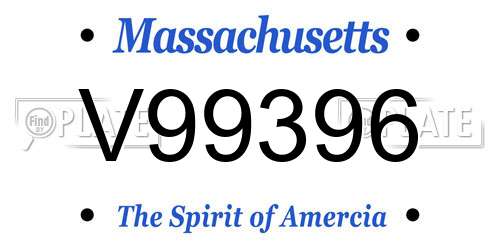 V99396 Massachusetts License Plate