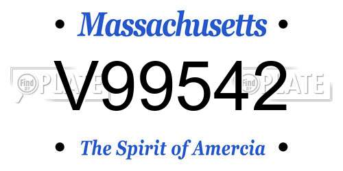 V99542 Massachusetts License Plate
