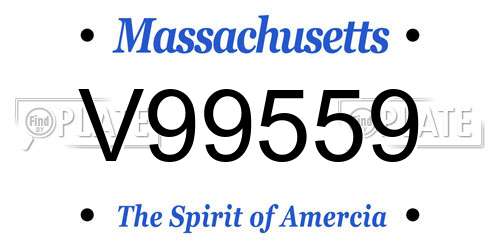 V99559 Massachusetts License Plate