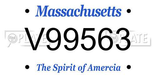 V99563 Massachusetts License Plate