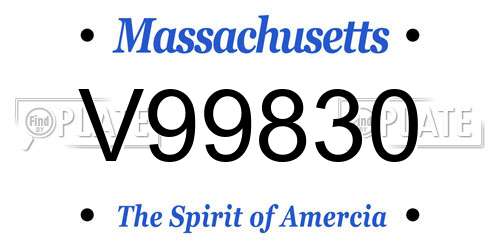 V99830 Massachusetts License Plate