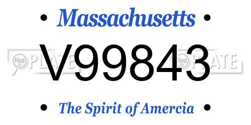 V99843 Massachusetts License Plate