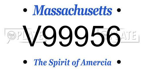 V99956 Massachusetts License Plate