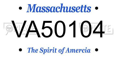VA50104 Massachusetts License Plate
