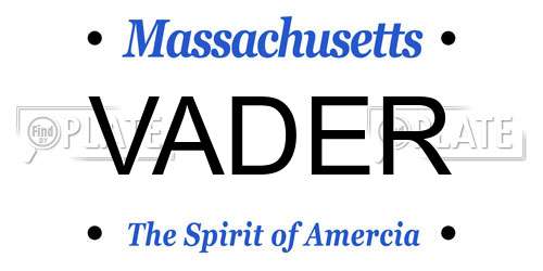 VADER Massachusetts License Plate