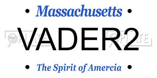 VADER2 Massachusetts License Plate