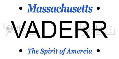 VADERR Massachusetts License Plate