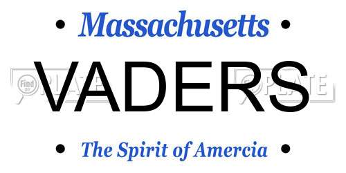 VADERS Massachusetts License Plate