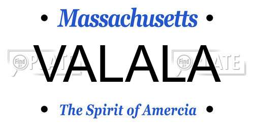VALALA Massachusetts License Plate