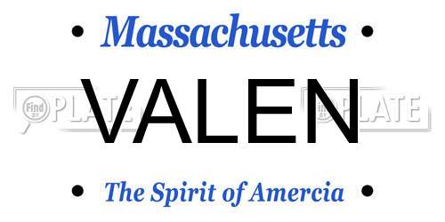 VALEN Massachusetts License Plate