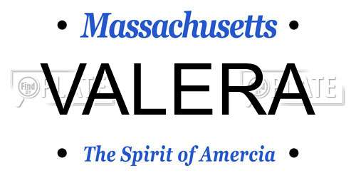 VALERA Massachusetts License Plate