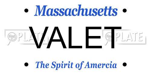 VALET Massachusetts License Plate