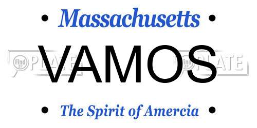 VAMOS Massachusetts License Plate