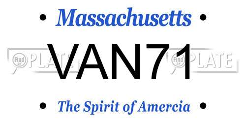 VAN71 Massachusetts License Plate