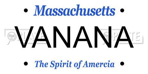 VANANA Massachusetts License Plate
