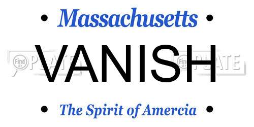 VANISH Massachusetts License Plate