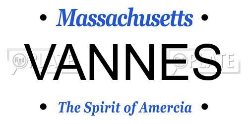 VANNES Massachusetts License Plate