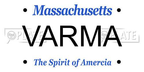 VARMA Massachusetts License Plate
