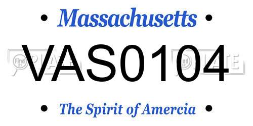 VAS0104 Massachusetts License Plate