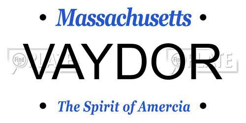 VAYDOR Massachusetts License Plate
