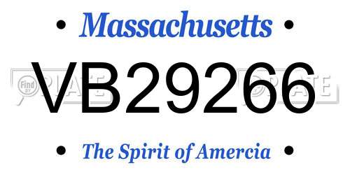 VB29266 Massachusetts License Plate