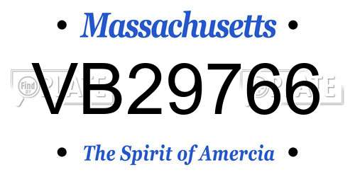 VB29766 Massachusetts License Plate