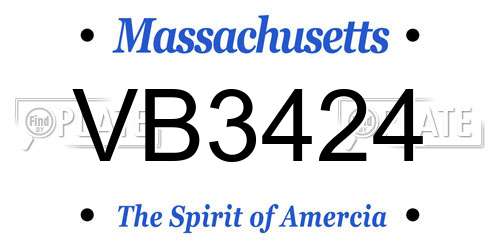 VB3424 Massachusetts License Plate