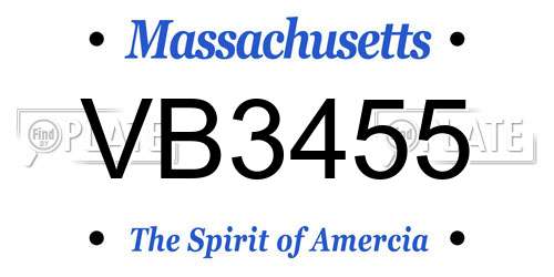 VB3455 Massachusetts License Plate