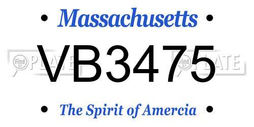 VB3475 Massachusetts License Plate