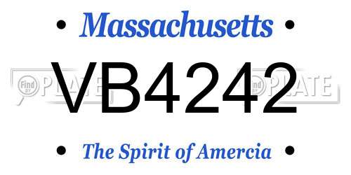 VB4242 Massachusetts License Plate