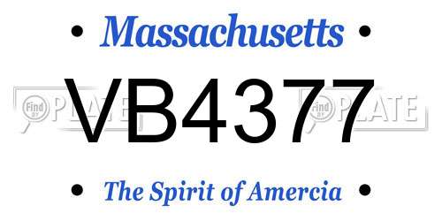 VB4377 Massachusetts License Plate