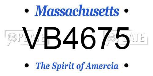 VB4675 Massachusetts License Plate