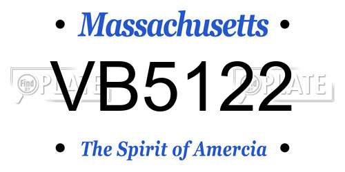 VB5122 Massachusetts License Plate