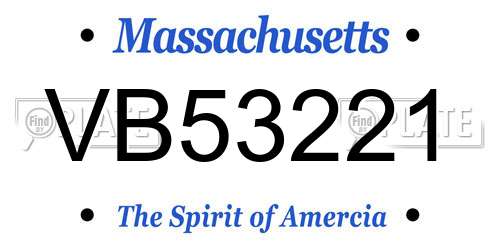 VB53221 Massachusetts License Plate