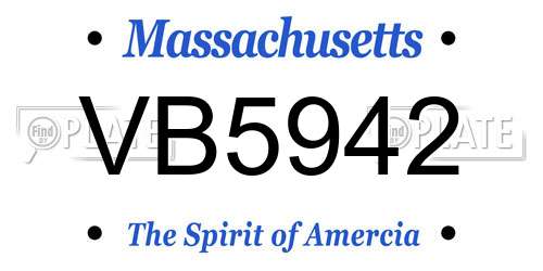 VB5942 Massachusetts License Plate
