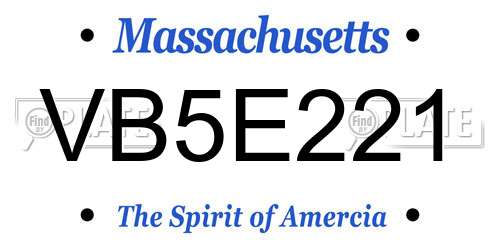 VB5E221 Massachusetts License Plate