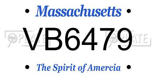 VB6479 Massachusetts License Plate