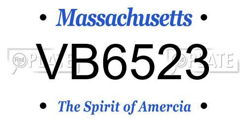 VB6523 Massachusetts License Plate
