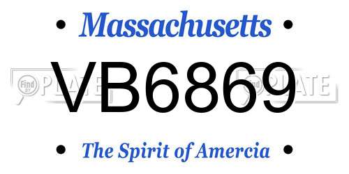 VB6869 Massachusetts License Plate