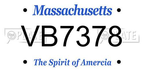 VB7378 Massachusetts License Plate