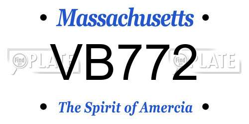 VB772 Massachusetts License Plate