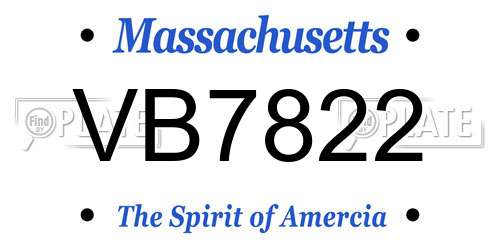 VB7822 Massachusetts License Plate
