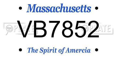 VB7852 Massachusetts License Plate
