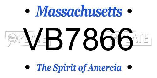 VB7866 Massachusetts License Plate