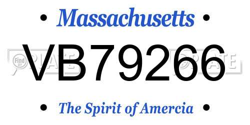 VB79266 Massachusetts License Plate