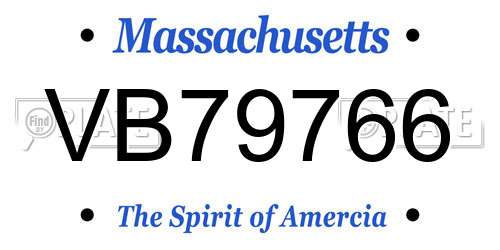 VB79766 Massachusetts License Plate