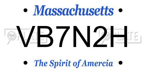 VB7N2H Massachusetts License Plate