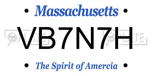 VB7N7H Massachusetts License Plate