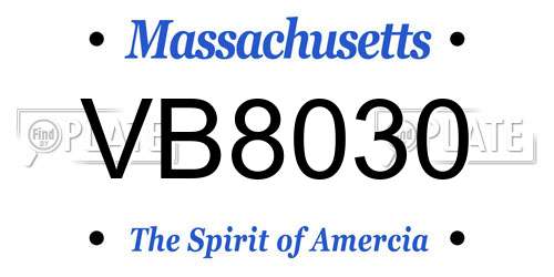 VB8030 Massachusetts License Plate